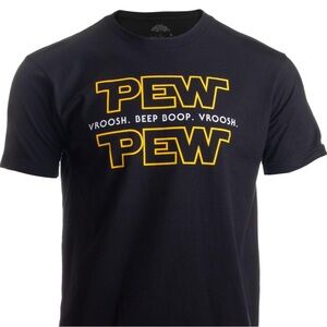 Men’s PEW PEW Star Wars Funny Sci-Fi Graphic T-Shirt size Small